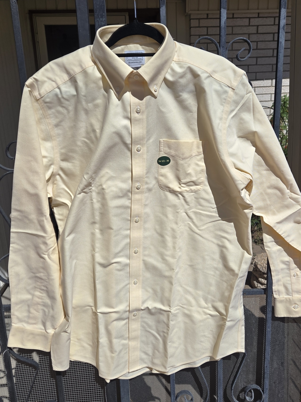 L.L. Bean Yellow Oxford Button Down Shirt Mens 16.5x36 NWT Smoke Odor